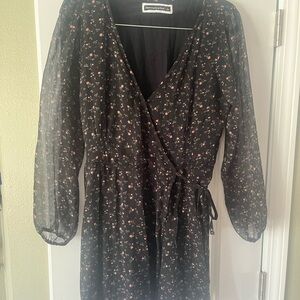 Abercrombie & Fitch Black Floral Long Sleeve Dress